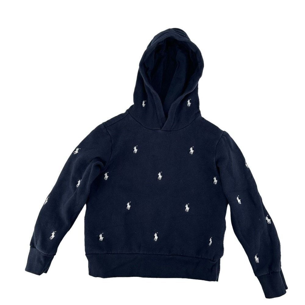 Polo Ralph Lauren Multi Pony Hoodie Navy Blue Boys Size S / 8 Preppy Classic Top